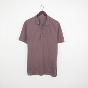 All Saints Men's 2XL Polo shirt Rumskull logo Mauve Purple cotton